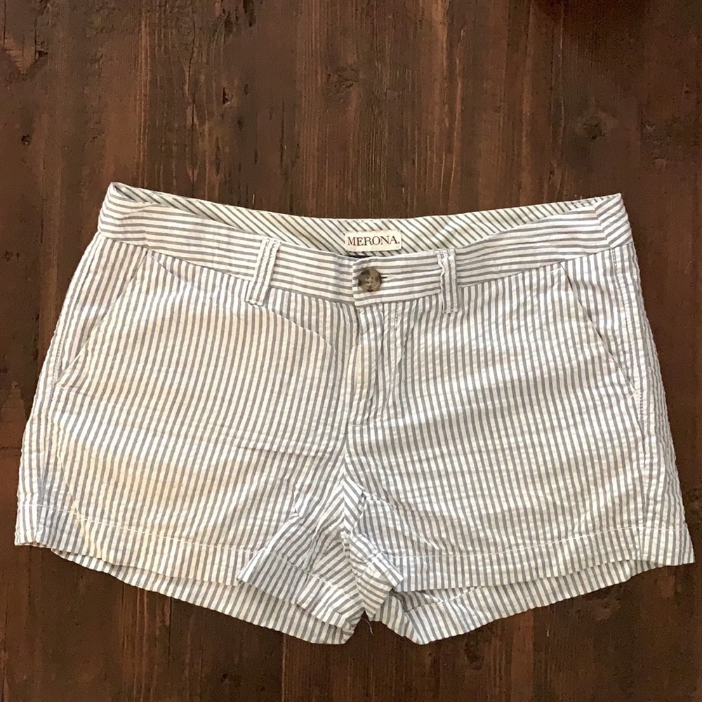 Blue and White Striped Shorts Gray Women’s Size 4